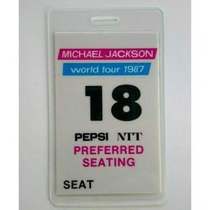 Michael Jackson Preferred Seat #18 Backstage Pass Original Bad 1987 Concert Tour